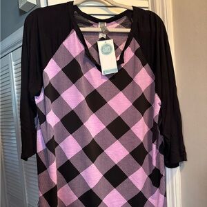 Brand New Purple and Black Checkered Top